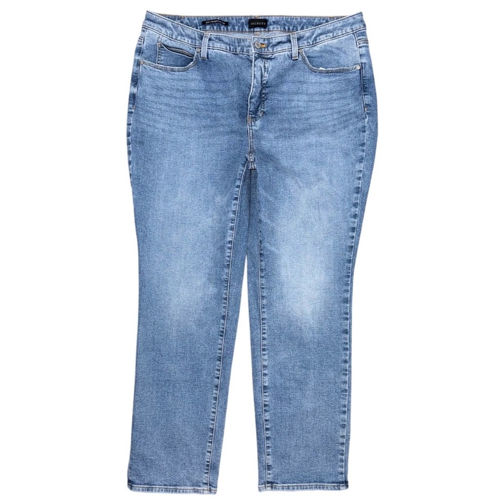 Talbots Straight Leg Jeans Women’s Plus Size 16W Carolina Wash High Rise Stretch
